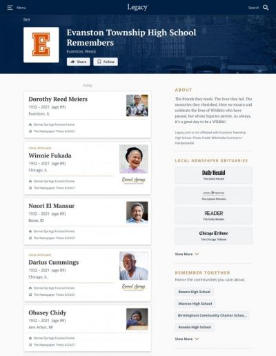 Evanston Township High School Remembers Evanston Township High School Remembers