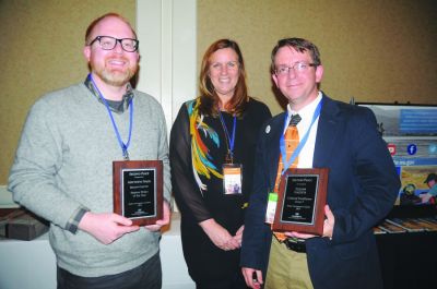 From left: Sequim Gazette Reporter Matthew Nash, Advertising Director Eran Kennedy and Editor Michael Dashiell accept awards at the Washington Newspaper Publishers Association’s 2019 Better Newspaper Contest, held at the WNPA conference in Olympia, Washington. (Photo courtesy of Michael Dashiell) From left: Sequim Gazette Reporter Matthew Nash, Advertising Director Eran Kennedy and Editor Michael Dashiell accept awards at the Washington Newspaper Publishers Association’s 2019 Better Newspaper Contest, held at the WNPA conference in Olympia, Washington. (Photo courtesy of Michael Dashiell)