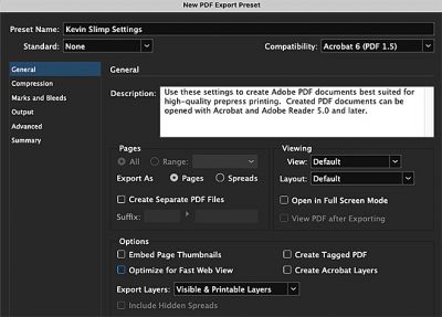 Step 2: Setup the New PDF Export Preset Step 2: Setup the New PDF Export Preset
