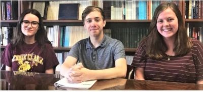 From left: UK student journalists Emily Laytham, Noah Oldham and Bailey Vandiver