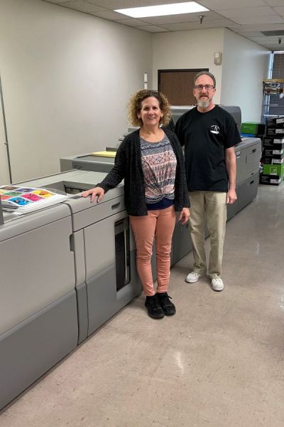 Debbie Whisler, James Litho plant manager, and Kenny De Maio, James Litho digital & prepress specialist Debbie Whisler, James Litho plant manager, and Kenny De Maio, James Litho digital & prepress specialist