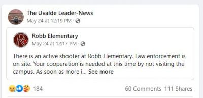 The Leader-News of Uvalde, Texas, kept citizens informed of the shooting via updates on Facebook. The newspaper s page has 21,000 followers.