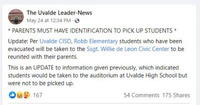 The Leader-News of Uvalde, Texas, kept citizens informed of the shooting via updates on Facebook. The newspaper s page has 21,000 followers.