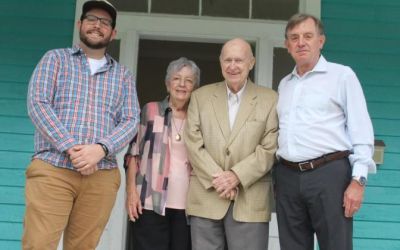 New Lexington County Chronicle Managing Editor Jordan Lawrence and Publisher Parks Rogers stand beside retiring Publisher MacLeod Bellune and Editor Jerry Bellune. (Thomas Grant Jr., Chronicle)