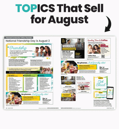 Build ad and sponsorship sales with Metro Creative s new ready-to-sell print and digital templates, images, editorial features, social media and more around Family Fun Month, Wellness Month, National Friendship Day, National Bargain Hunting Week, National Dog Day, Senior Citizen Day, Fall School Athletics and more.